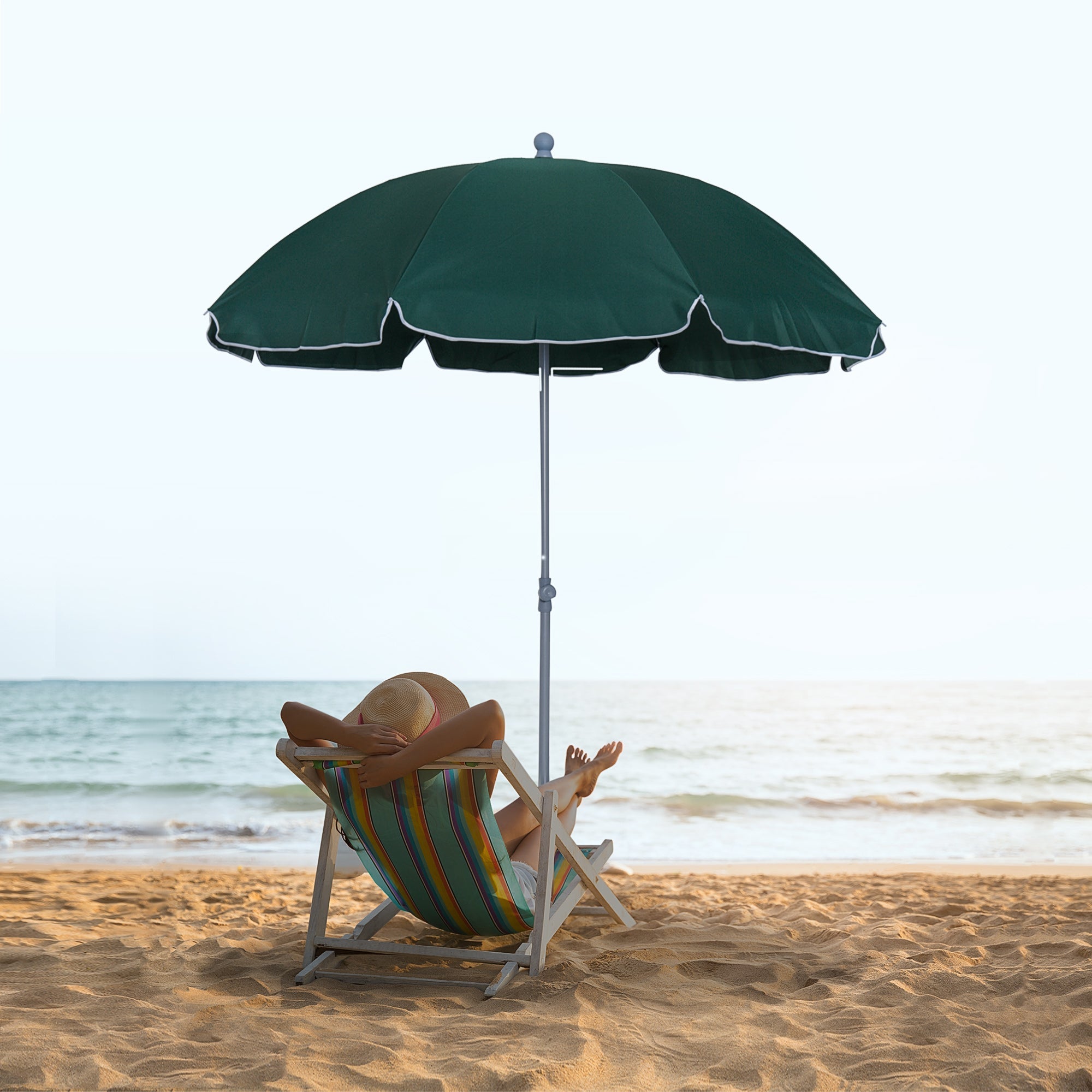 EASYCOMFORT Outdoor Umbrella 2x2.3 m Portable and with Tilting Roof in Dark Green Polyester