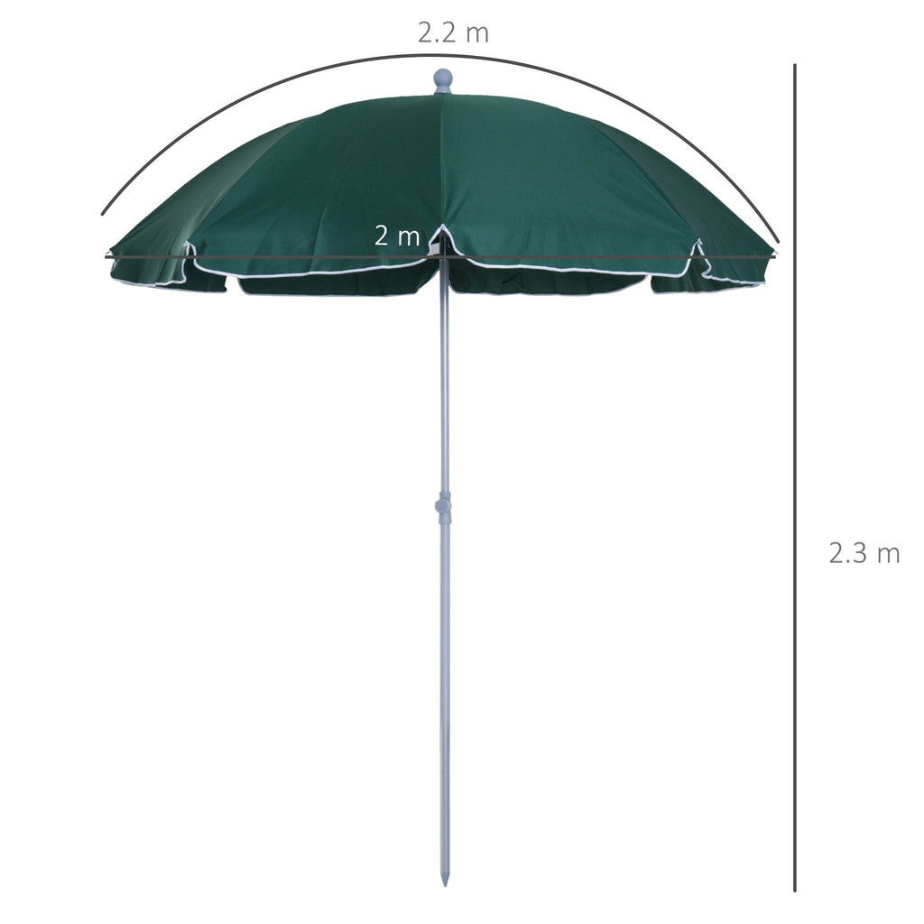 EASYCOMFORT Outdoor Umbrella 2x2.3 m Portable and with Tilting Roof in Dark Green Polyester