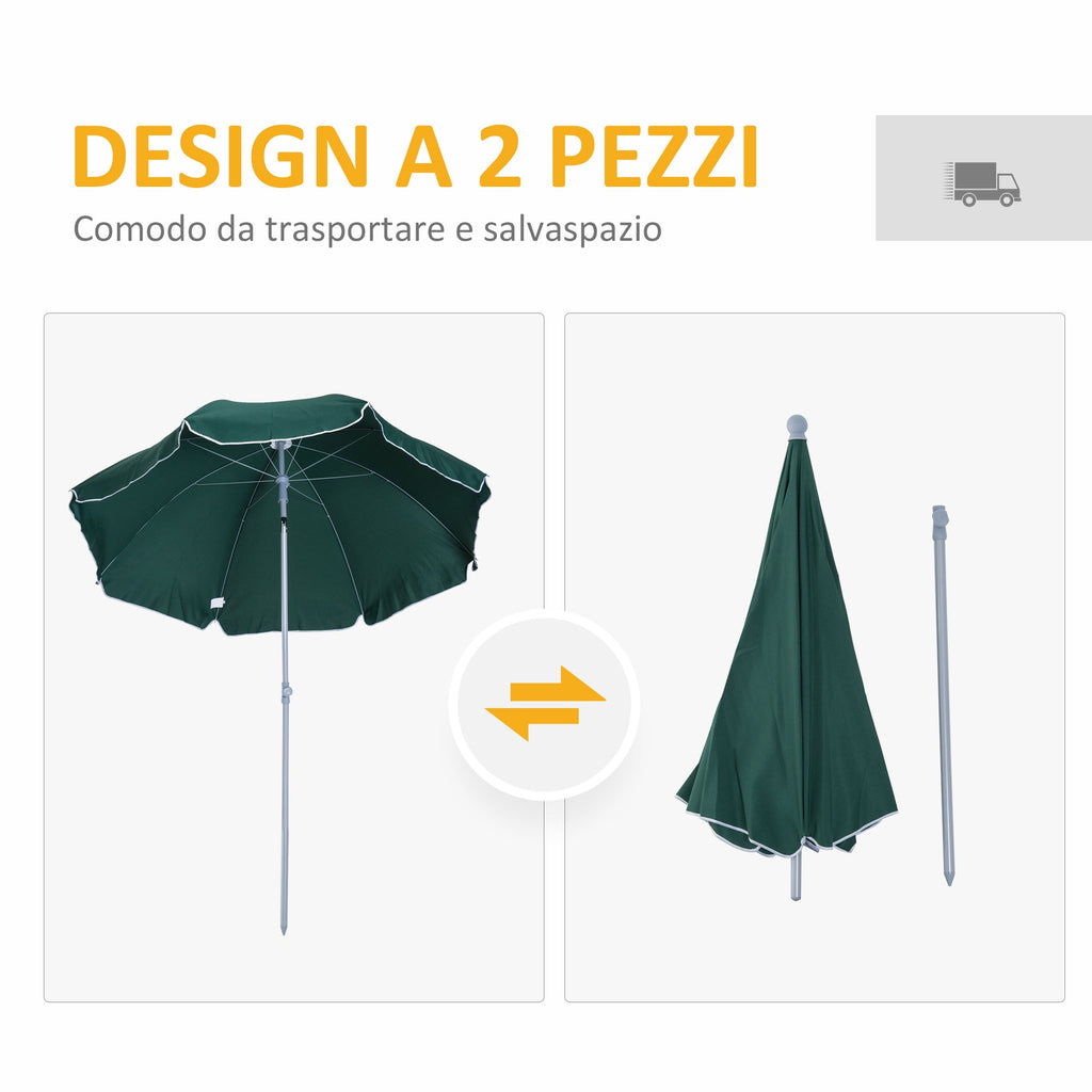 EASYCOMFORT Outdoor Umbrella 2x2.3 m Portable and with Tilting Roof in Dark Green Polyester