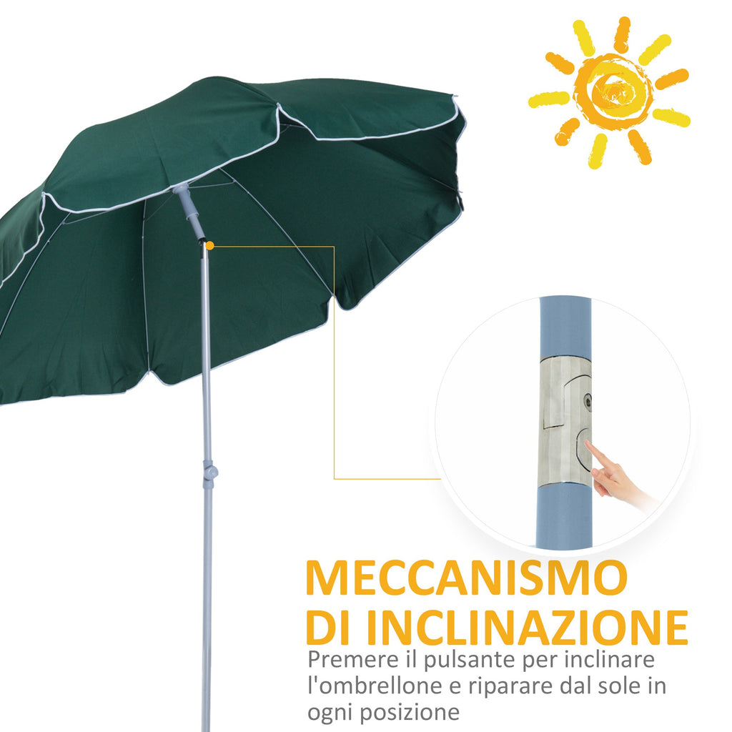 EASYCOMFORT Outdoor Umbrella 2x2.3 m Portable and with Tilting Roof in Dark Green Polyester