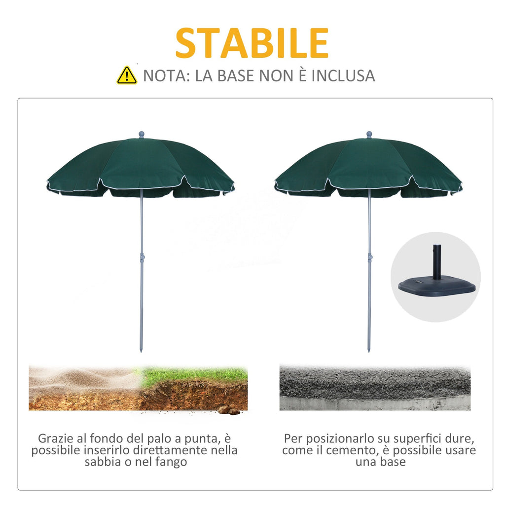 EASYCOMFORT Outdoor Umbrella 2x2.3 m Portable and with Tilting Roof in Dark Green Polyester
