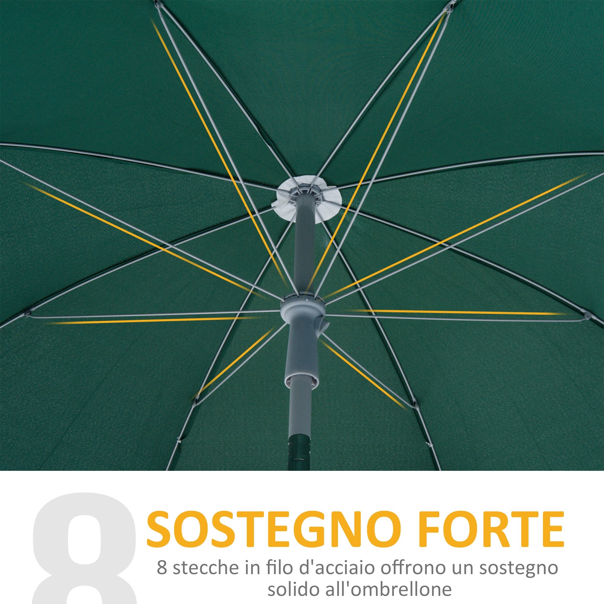 EASYCOMFORT Outdoor Umbrella 2x2.3 m Portable and with Tilting Roof in Dark Green Polyester
