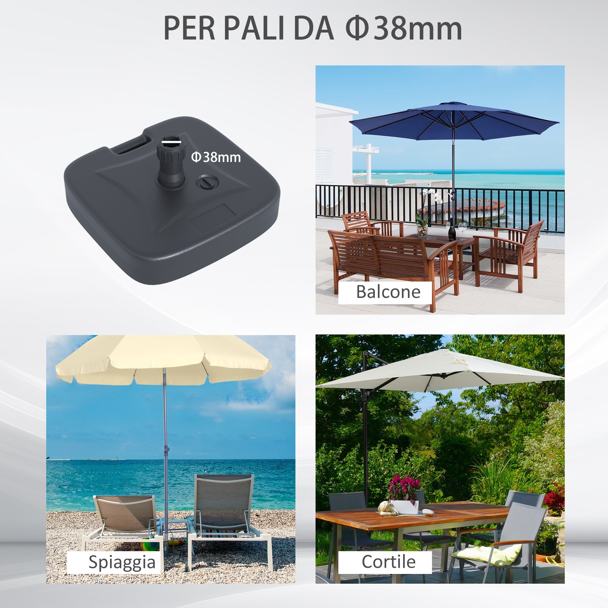 EasyComfort parasolvoet HDPE vulbaar 46x45x26 cm
