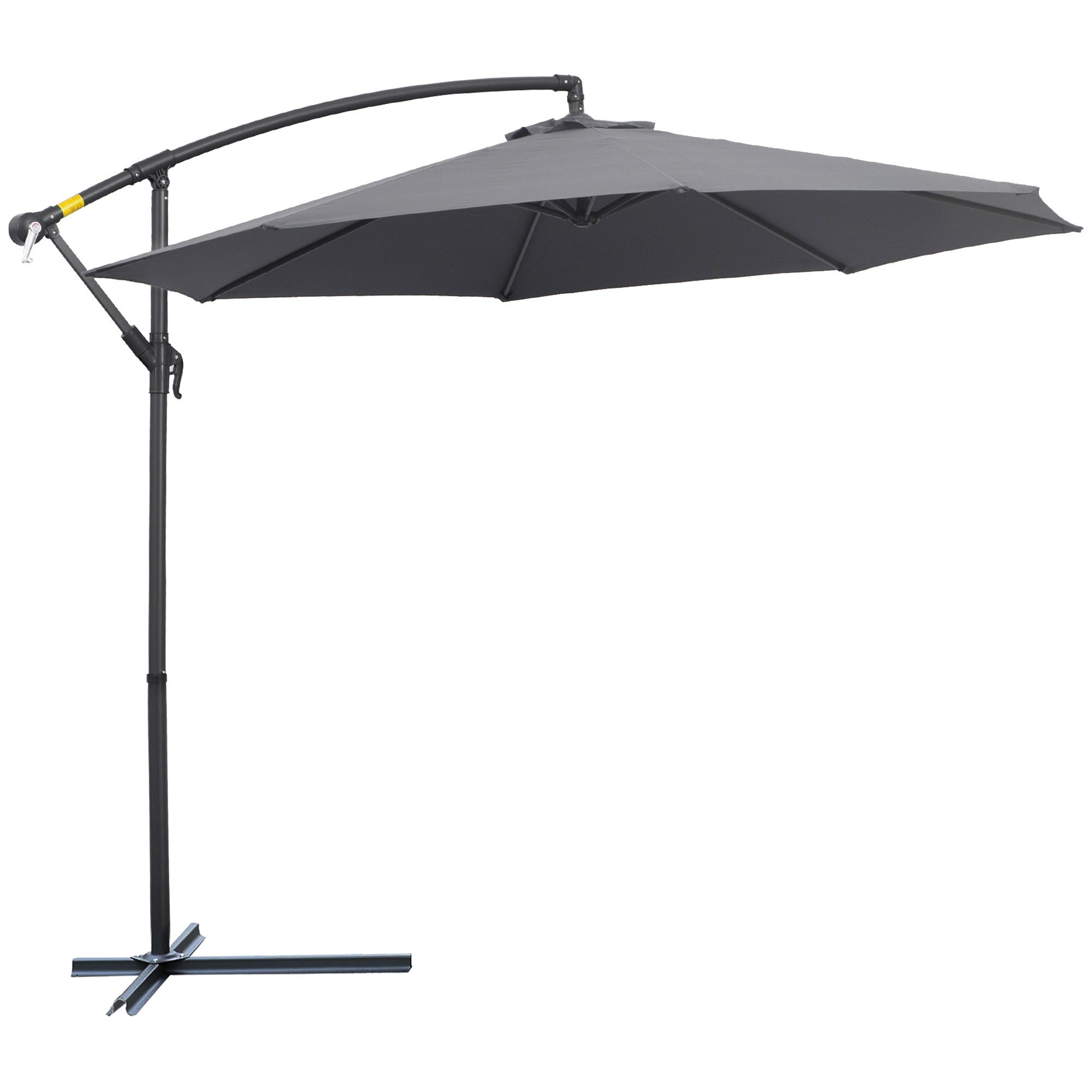 EASYCOMFORT Garden Umbrella 3x2.6 m Arm and Tilting with Crank, in Steel and Gray Polyester