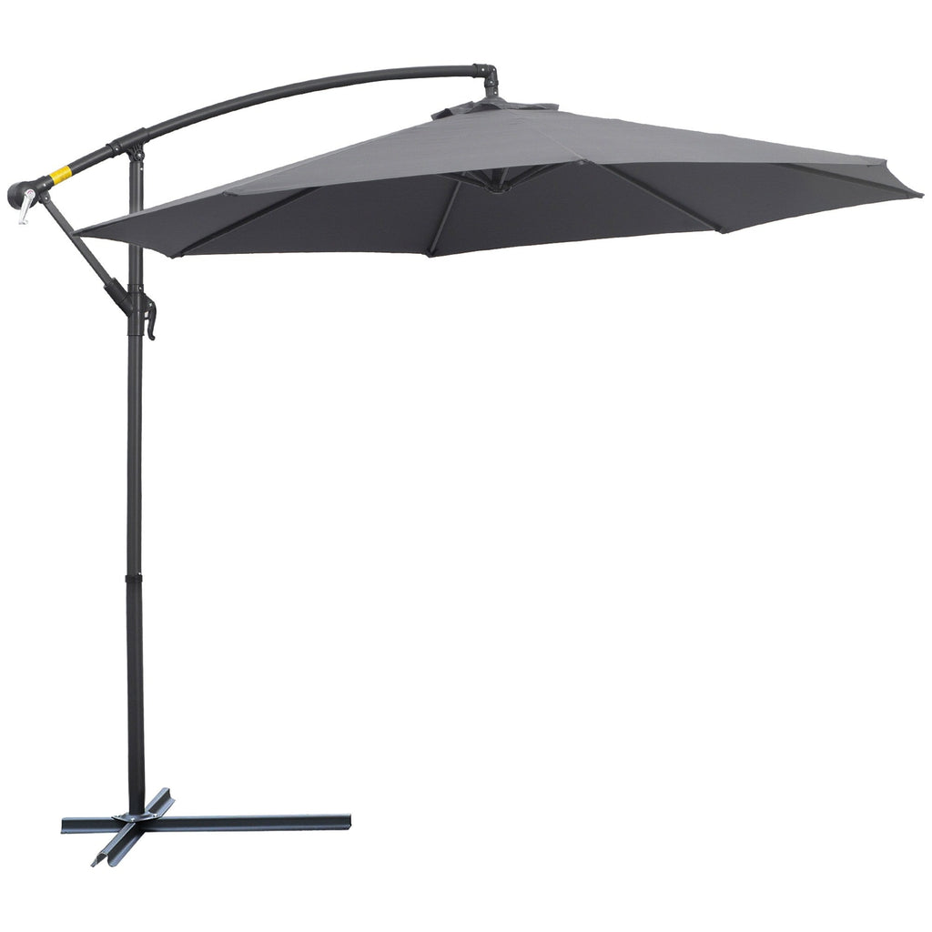 EASYCOMFORT Garden Umbrella 3x2.6 m Arm and Tilting with Crank, in Steel and Gray Polyester
