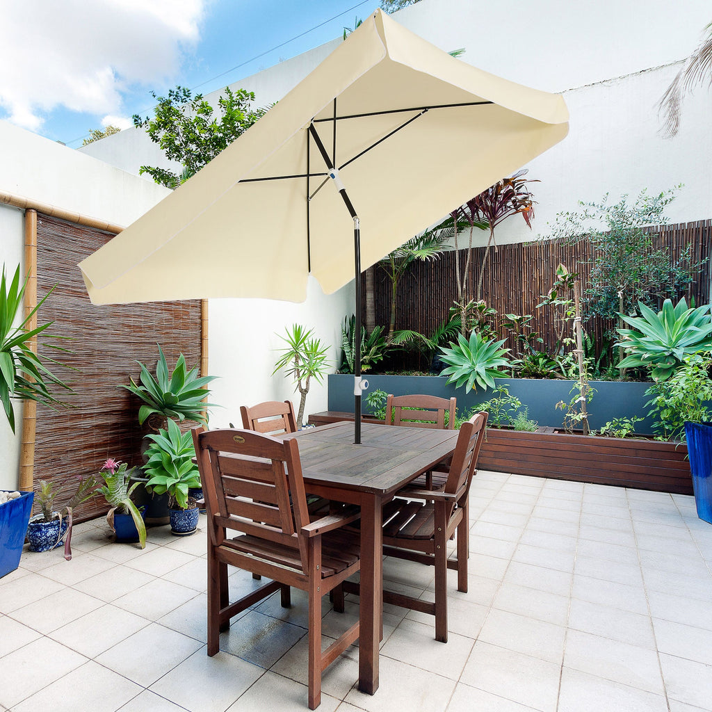 EASYCOMFORT 2x2 m Outdoor Umbrella with Square Canopy, Adjustable and Portable Structure, Cream