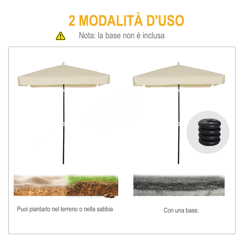 EASYCOMFORT 2x2 m Outdoor Umbrella with Square Canopy, Adjustable and Portable Structure, Cream