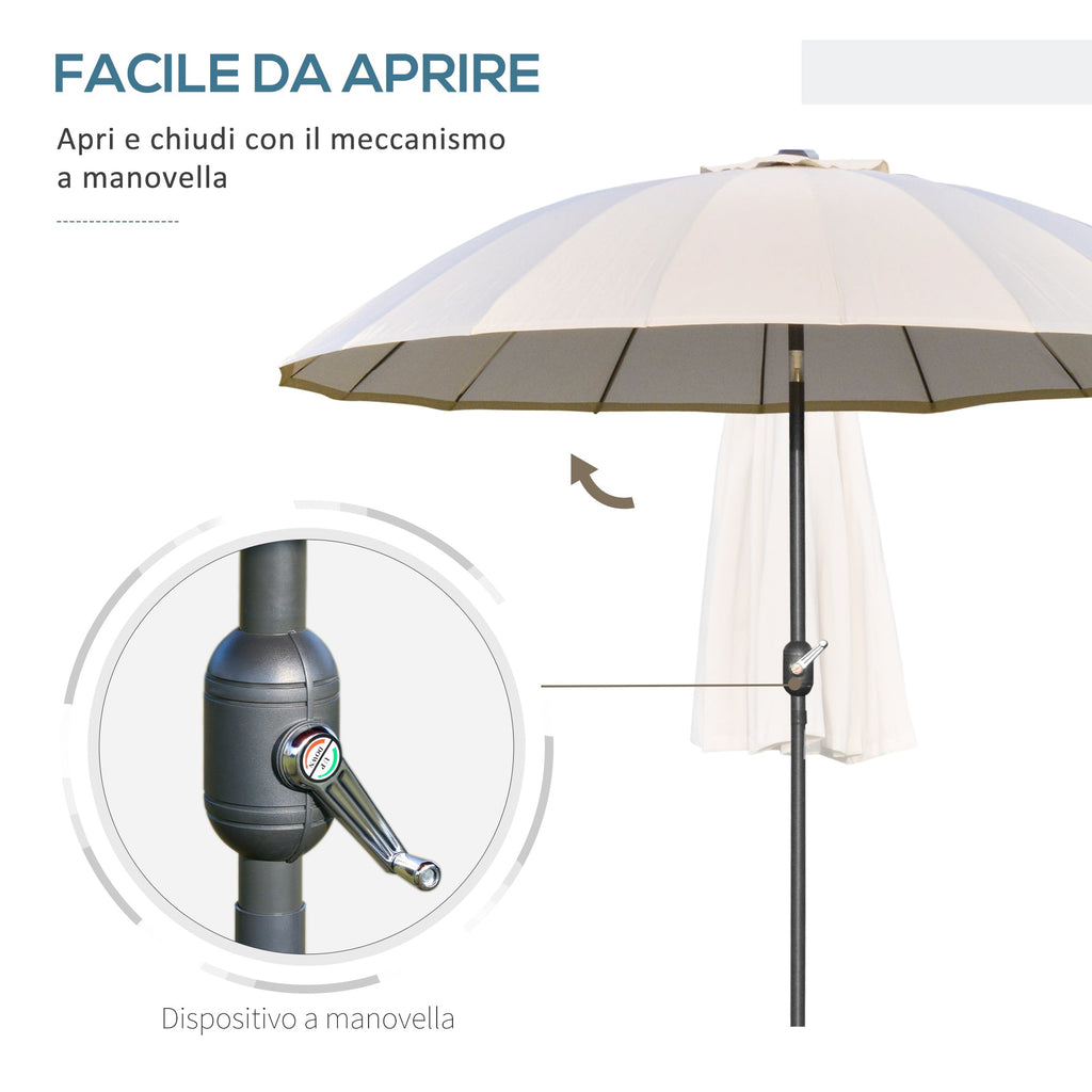 EasyComfort Ombrellone da Giardino e Terrazza 2.5x2.5m with Manovella, 18 Stecche e Testa Inclinabile, Crema
