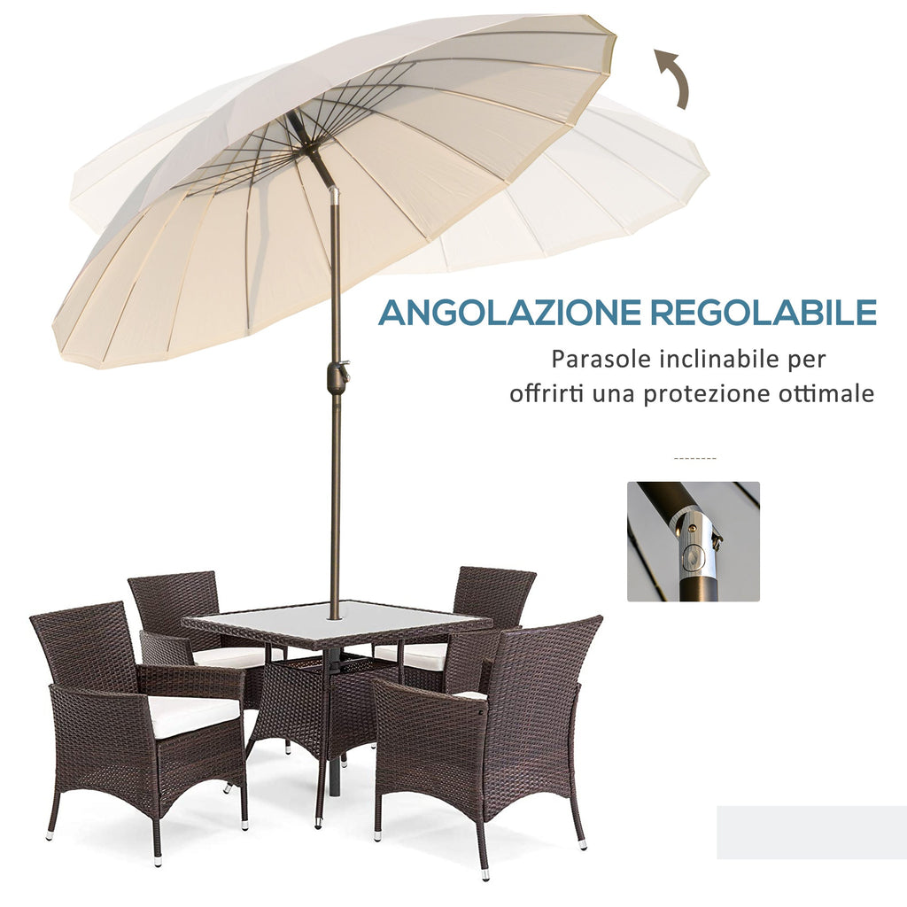 EasyComfort Ombrellone da Giardino e Terrazza 2.5x2.5m with Manovella, 18 Stecche e Testa Inclinabile, Crema