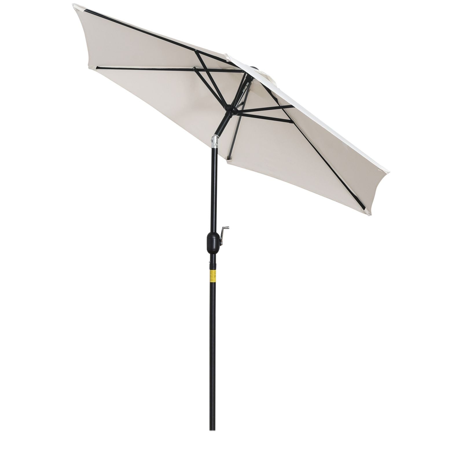 EASYCOMFORT Tilting Garden Umbrella with Crank Opening, Metal Pole and 8 Ribs, Cream White ?227cm