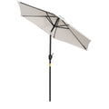 EASYCOMFORT Tilting Garden Umbrella with Crank Opening, Metal Pole and 8 Ribs, Cream White ?227cm
