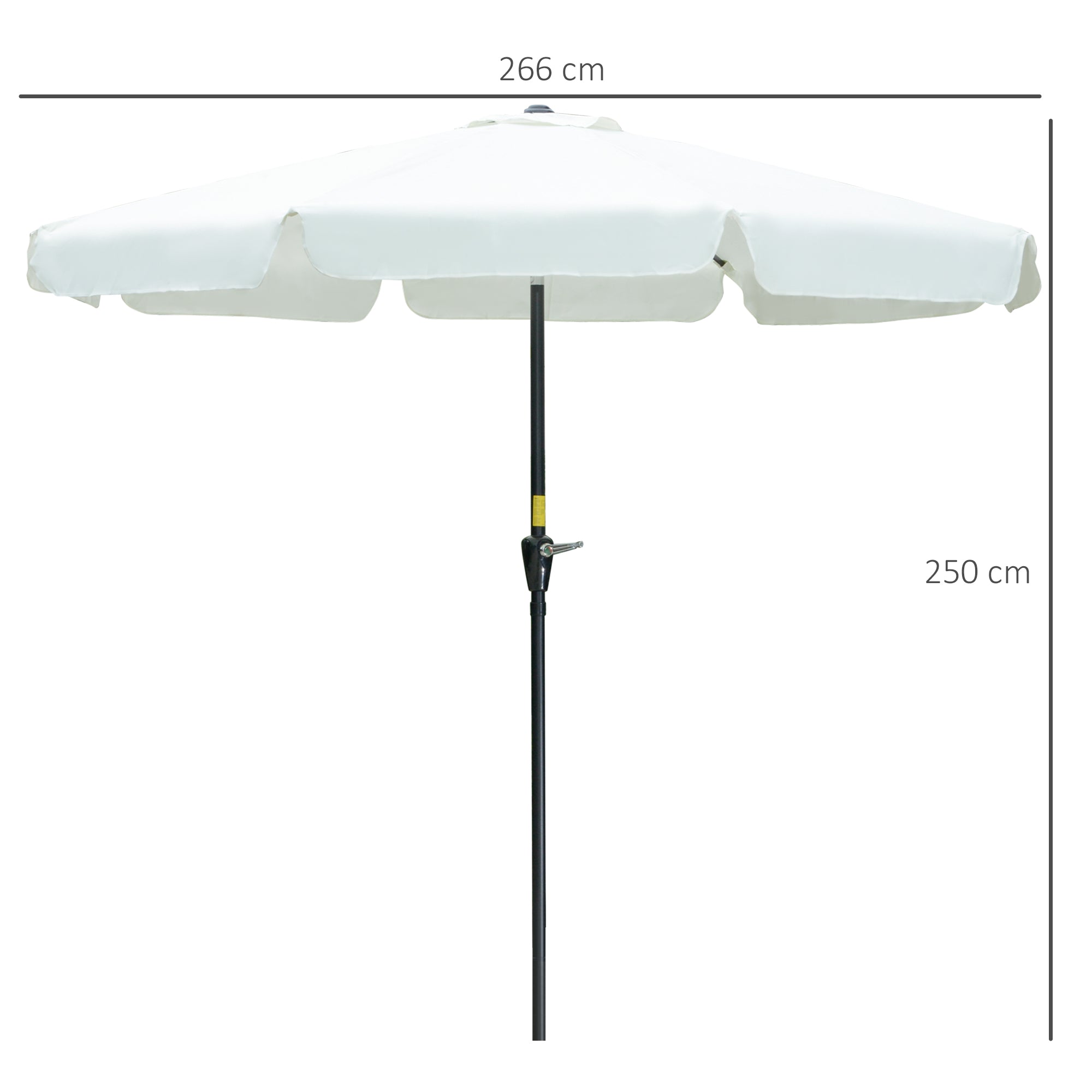 EASYCOMFORT Garden and Terrace Umbrella Ø2.7x2.5 m Round with Tilting Head and Resistant to UV Rays 50+, Beige