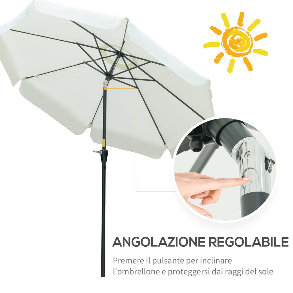 EASYCOMFORT Garden and Terrace Umbrella Ø2.7x2.5 m Round with Tilting Head and Resistant to UV Rays 50+, Beige