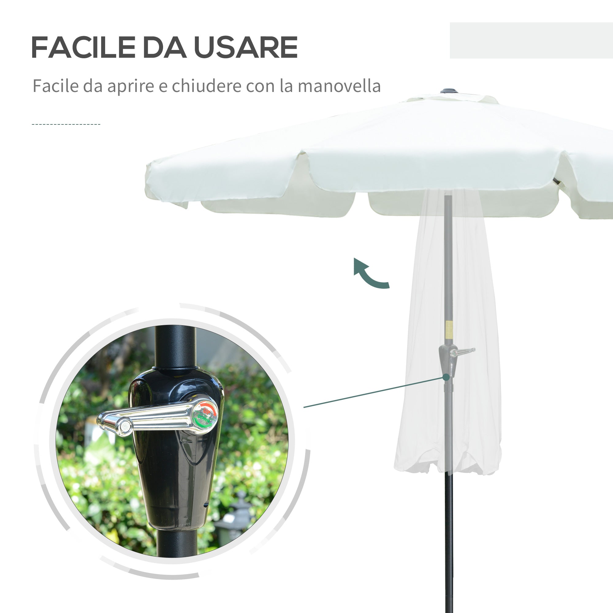 EASYCOMFORT Garden and Terrace Umbrella Ø2.7x2.5 m Round with Tilting Head and Resistant to UV Rays 50+, Beige