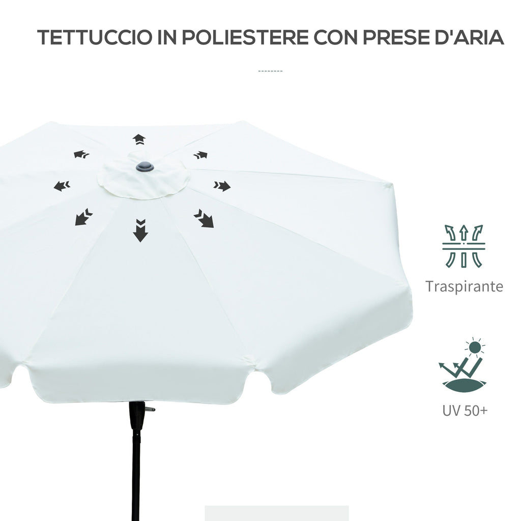 EASYCOMFORT Garden and Terrace Umbrella Ø2.7x2.5 m Round with Tilting Head and Resistant to UV Rays 50+, Beige