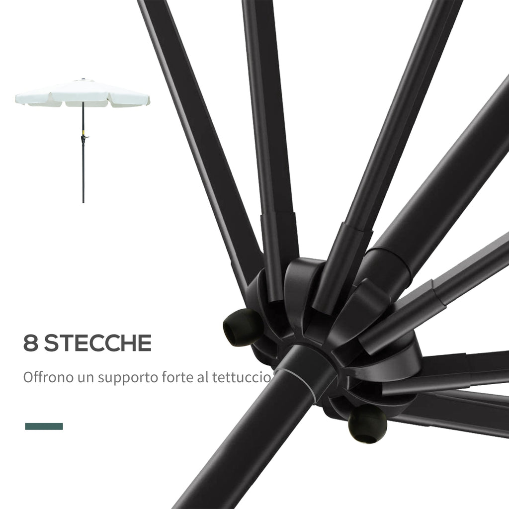 EASYCOMFORT Garden and Terrace Umbrella Ø2.7x2.5 m Round with Tilting Head and Resistant to UV Rays 50+, Beige