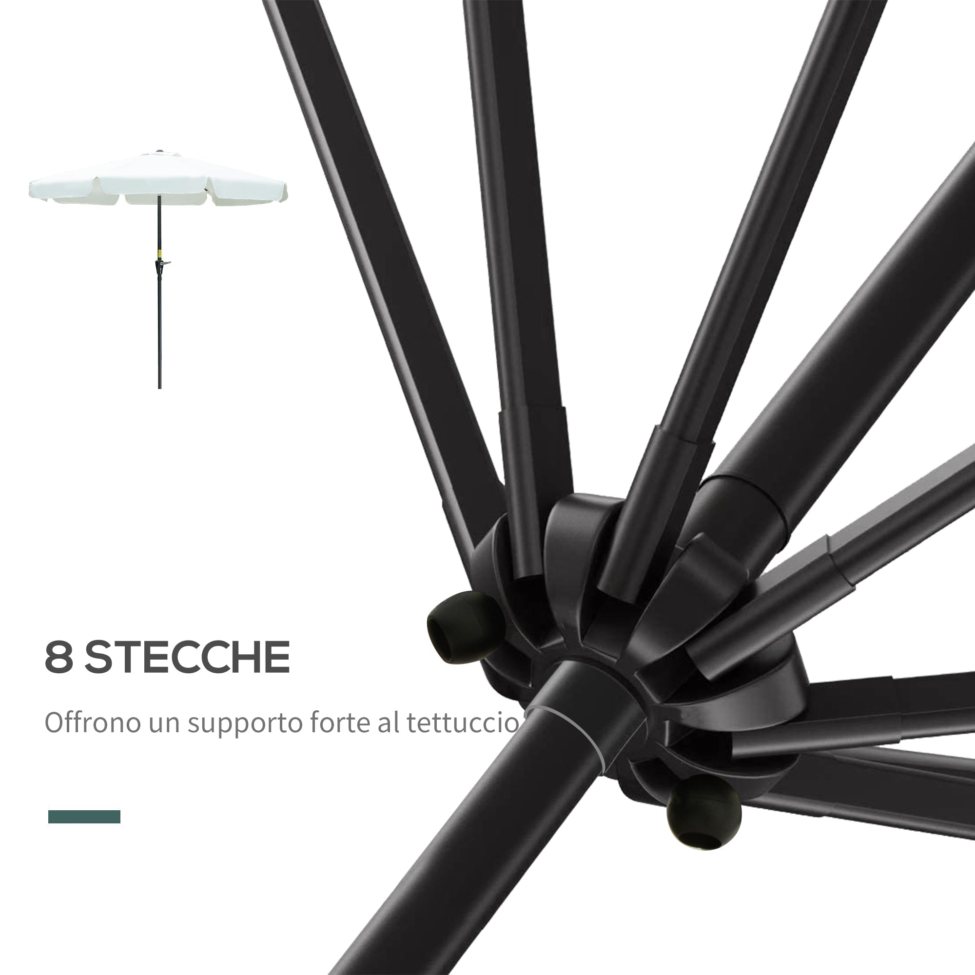 EASYCOMFORT Garden and Terrace Umbrella Ø2.7x2.5 m Round with Tilting Head and Resistant to UV Rays 50+, Beige