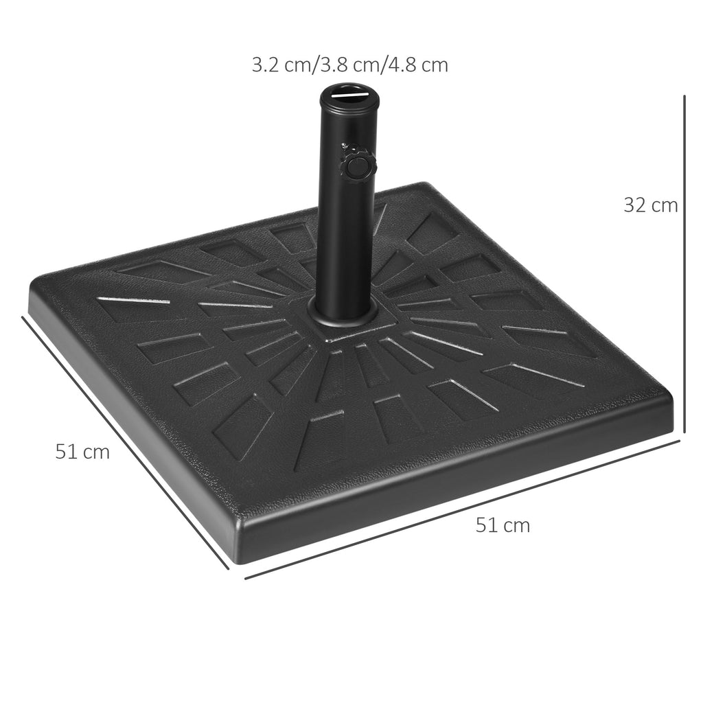 EasyComfort Base parasolvoet 19 kg, 51x51x32 cm voor palen Ø32/Ø38/Ø48 mm, zwart