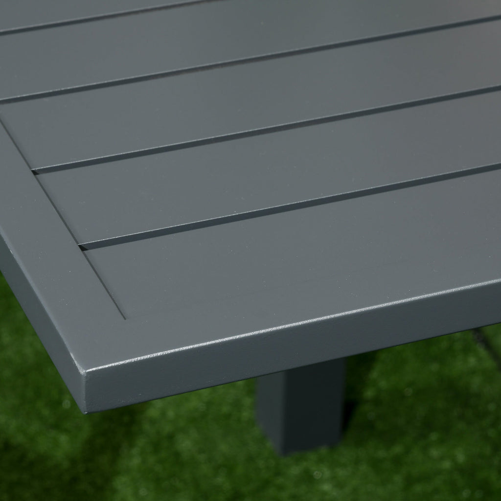 Easycomfort Set da Giardino with Tavolo Allungabile in Alluminio e 6 Sedie with Seduta Traspirante, Grigio