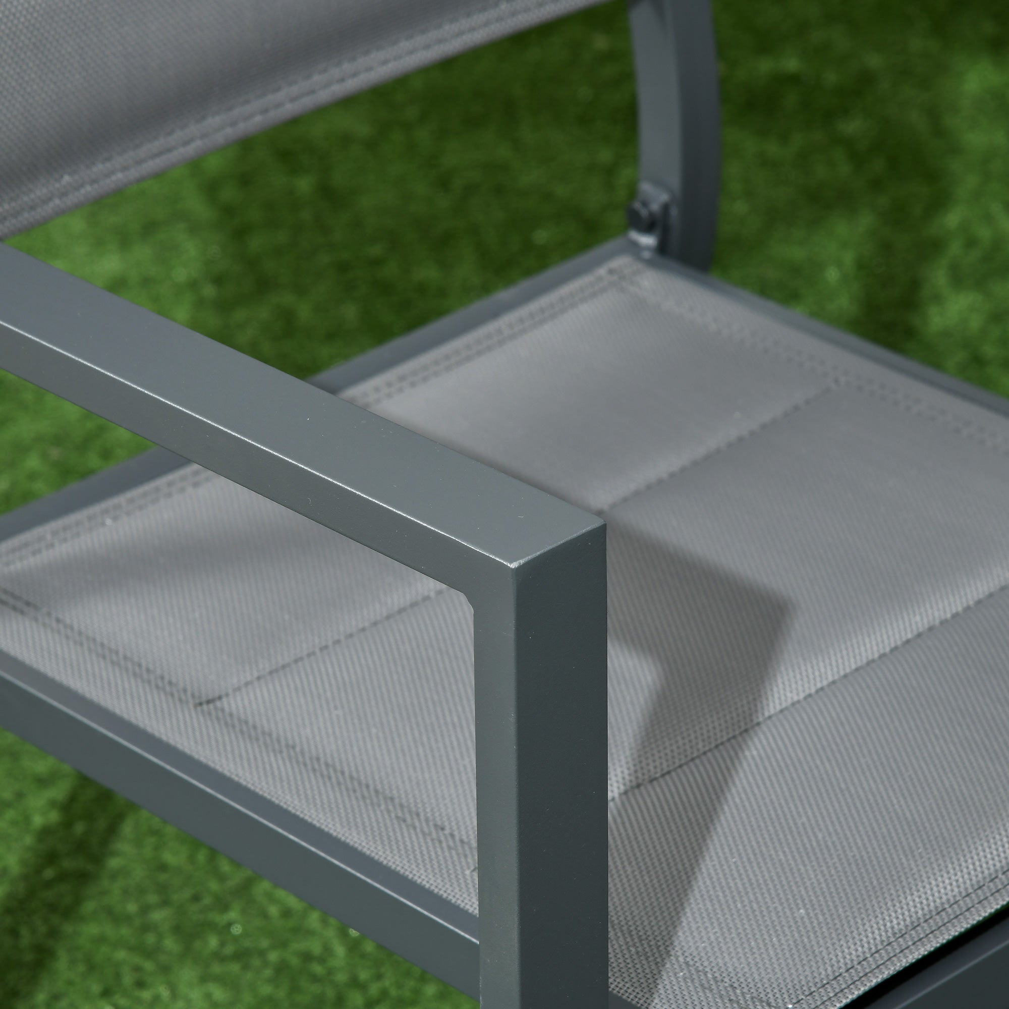 Easycomfort Set da Giardino with Tavolo Allungabile in Alluminio e 6 Sedie with Seduta Traspirante, Grigio