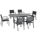 Easycomfort Set da Giardino with Tavolo Allungabile in Alluminio e 6 Sedie with Seduta Traspirante, Grigio