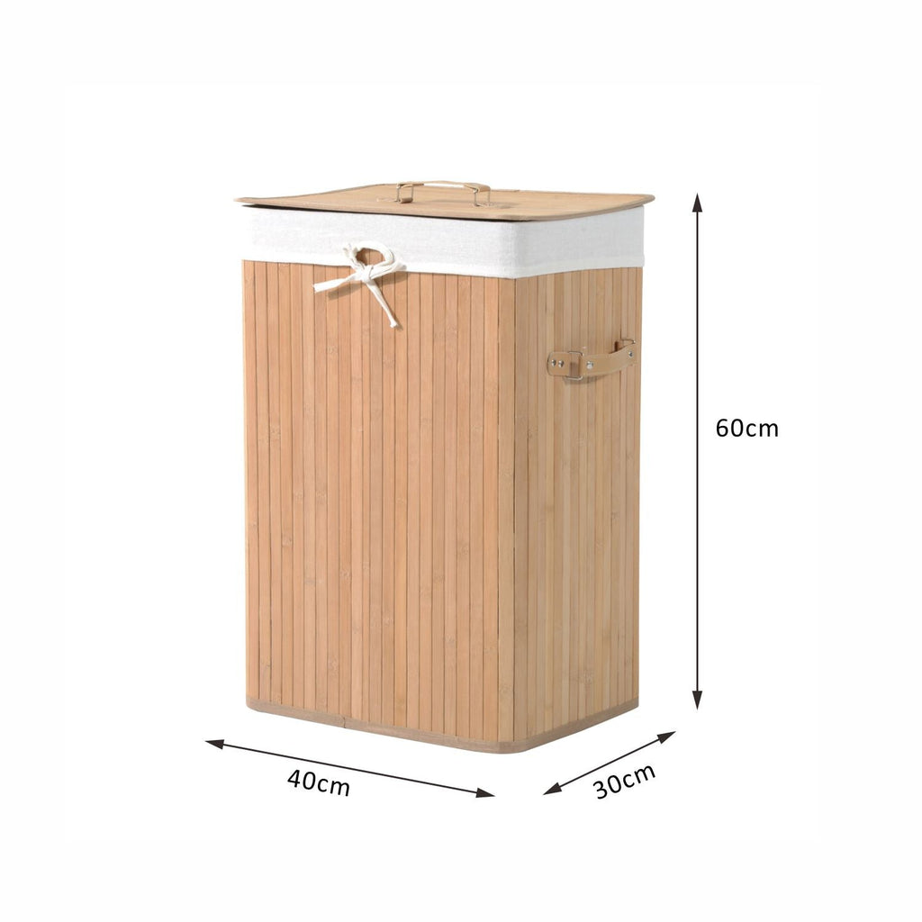 Easycomfort – Cesta Portabiancheria in Bambù with Coperchio e Fodera Rimovibile 40 x 30 x 60cm Naturale