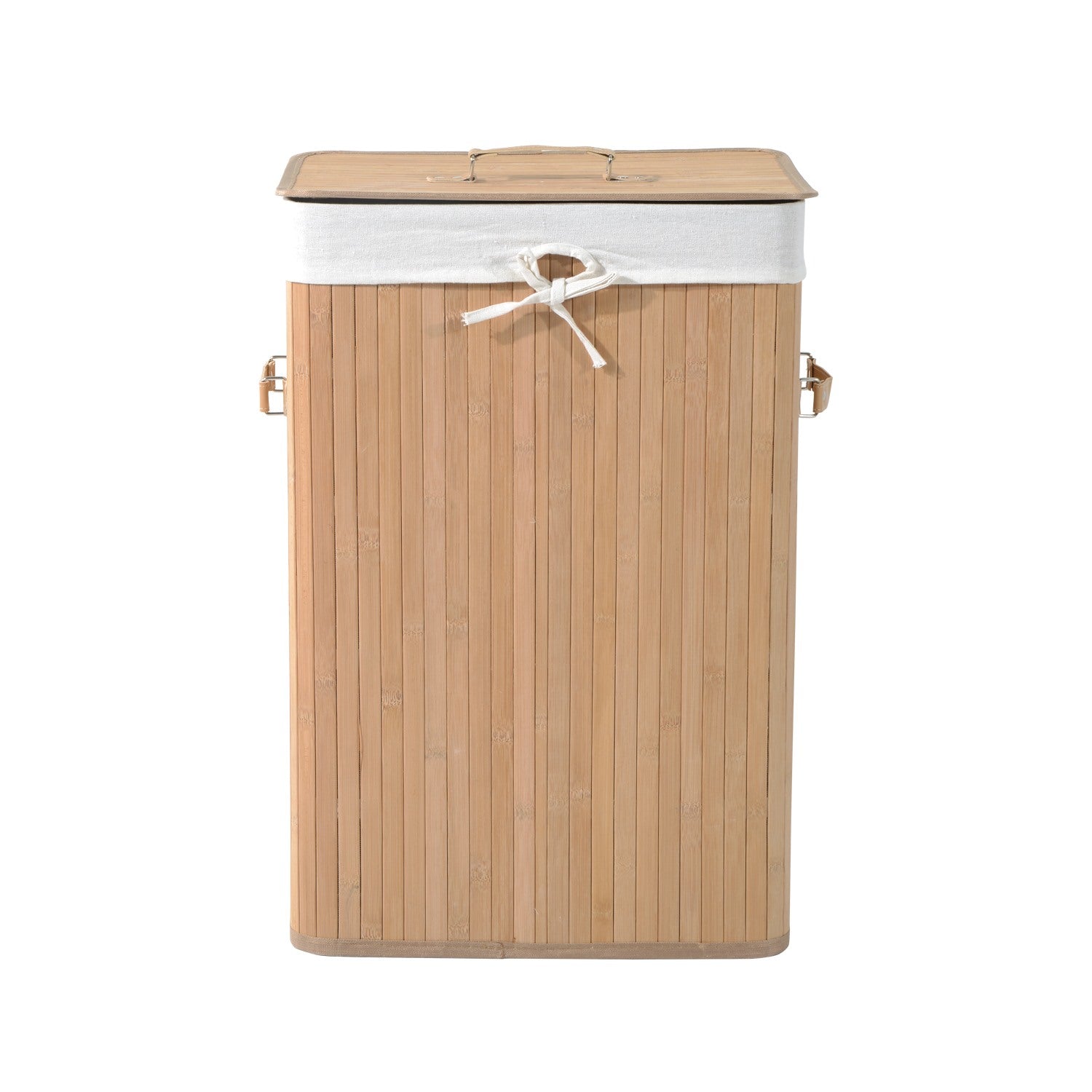 Easycomfort – Cesta Portabiancheria in Bambù with Coperchio e Fodera Rimovibile 40 x 30 x 60cm Naturale