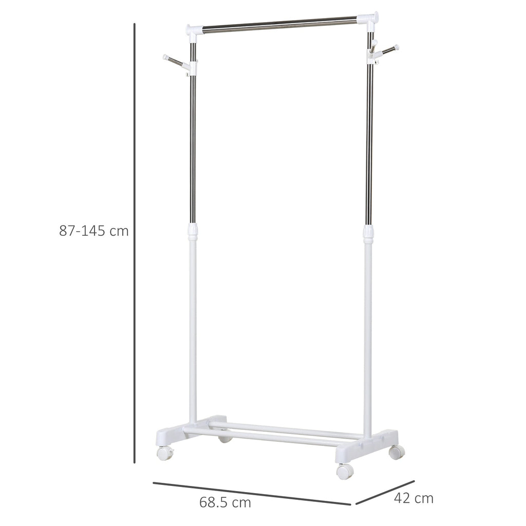 EasyComfort kledingrek verstelbaar met wielen 68.5x42x87-145 cm, draagkracht 15 kg