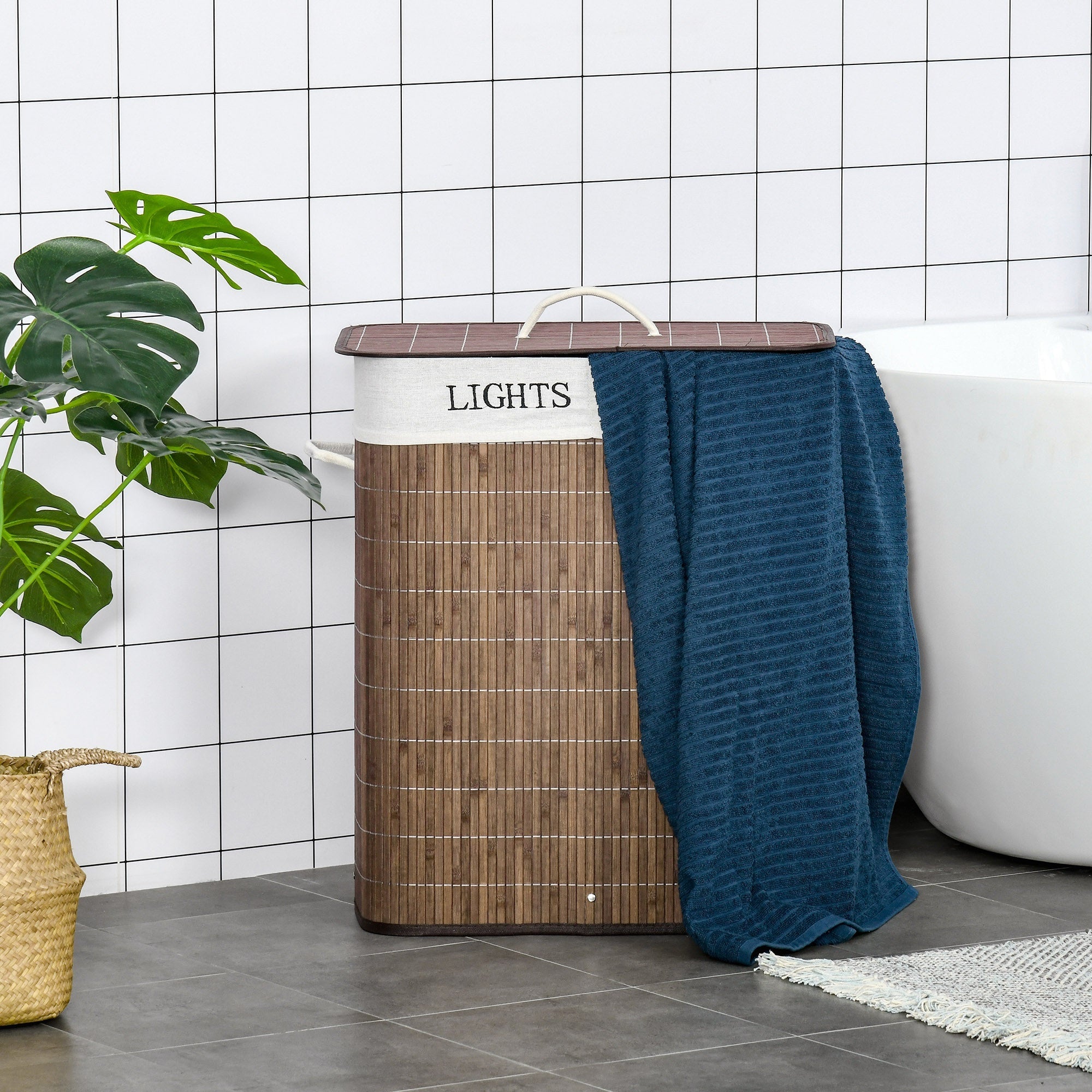 EasyComfort Wasmand bamboe 100L (2 vakken)