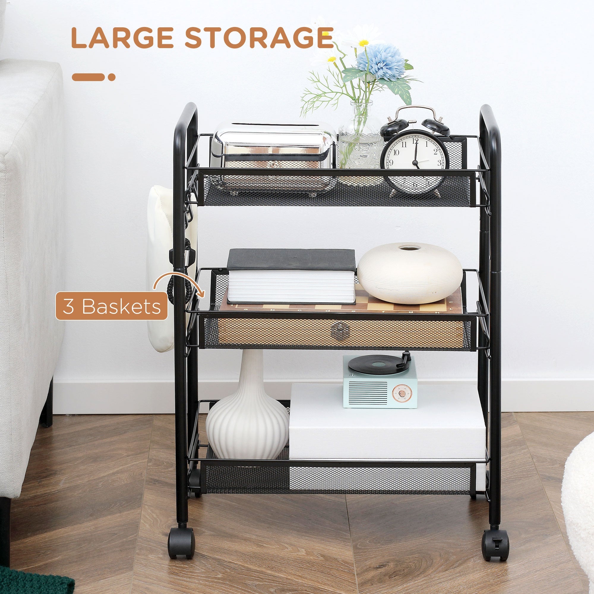 EasyComfort 3-laags keukentrolley 41.5Lx26.5x63 cm