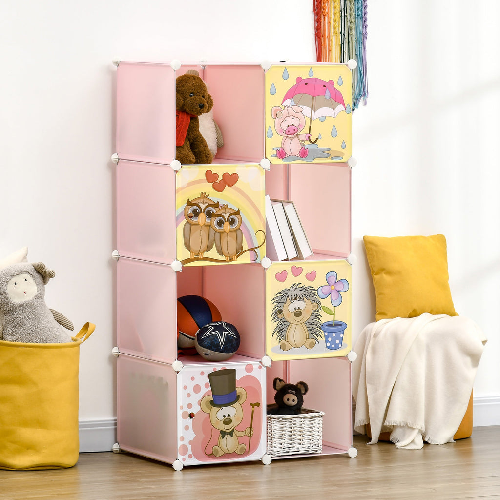 Easycomfort Mobile Scarpiera Modulare Salvaspazio, 6 Cubi 35x45x35 cm in Acciaio e PP, 74x47x144 cm, Rosa