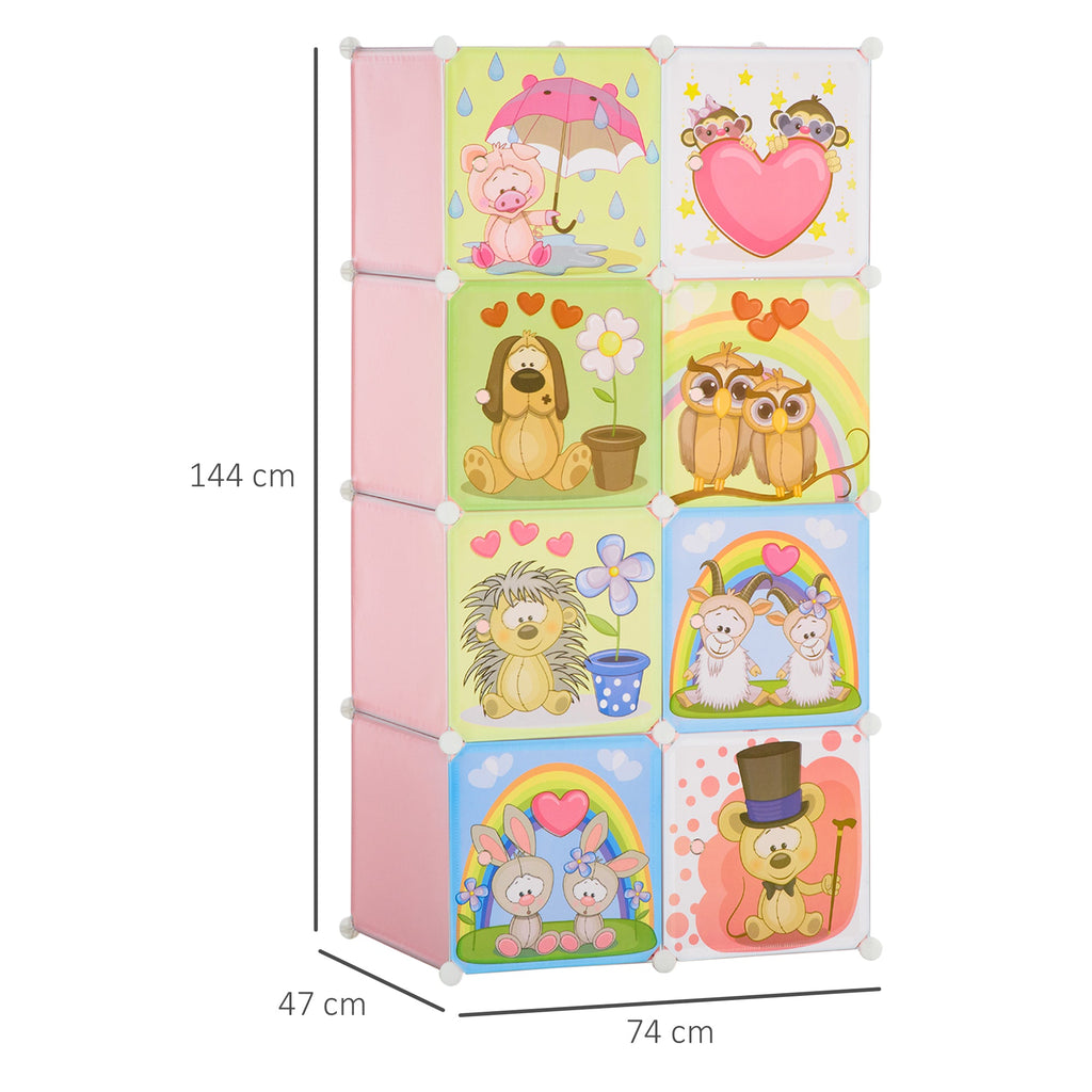 Easycomfort Mobile Scarpiera Modulare Salvaspazio, 6 Cubi 35x45x35 cm in Acciaio e PP, 74x47x144 cm, Rosa