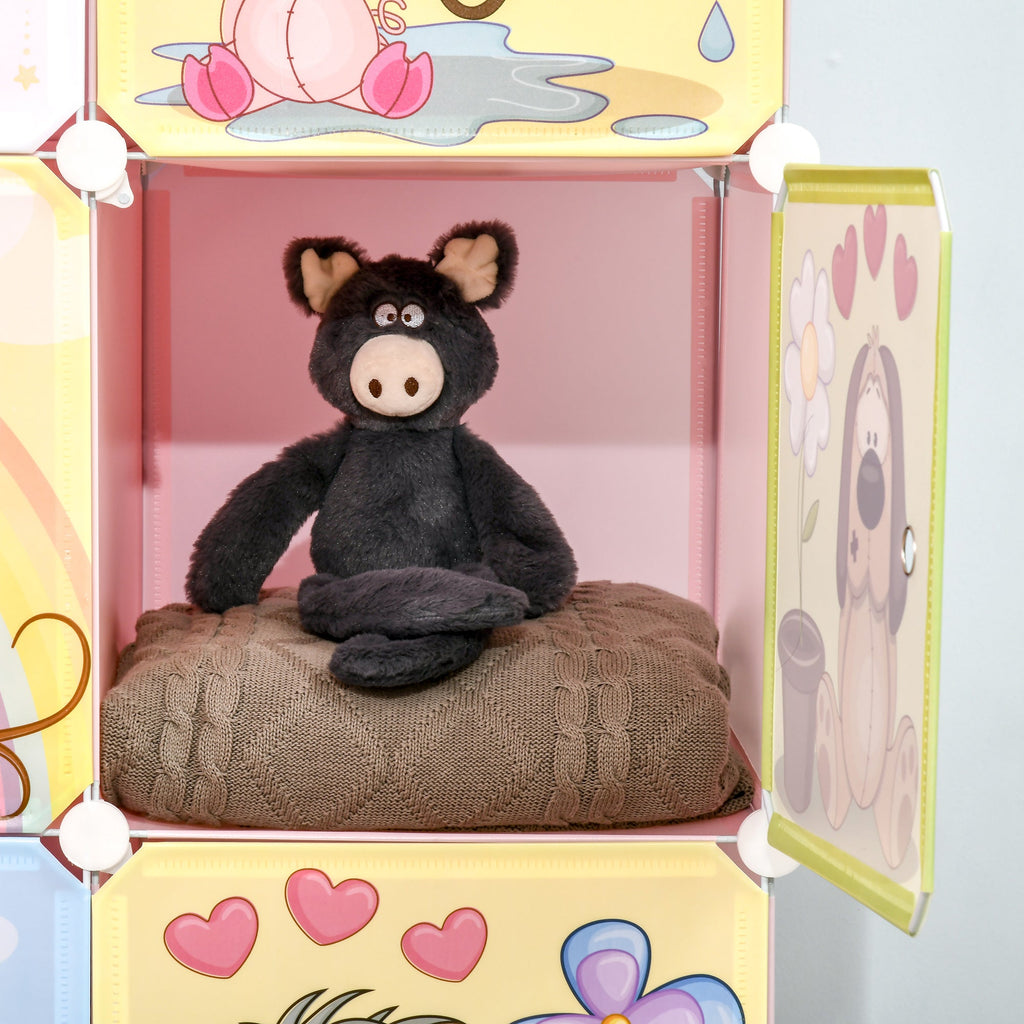 Easycomfort Mobile Scarpiera Modulare Salvaspazio, 6 Cubi 35x45x35 cm in Acciaio e PP, 74x47x144 cm, Rosa