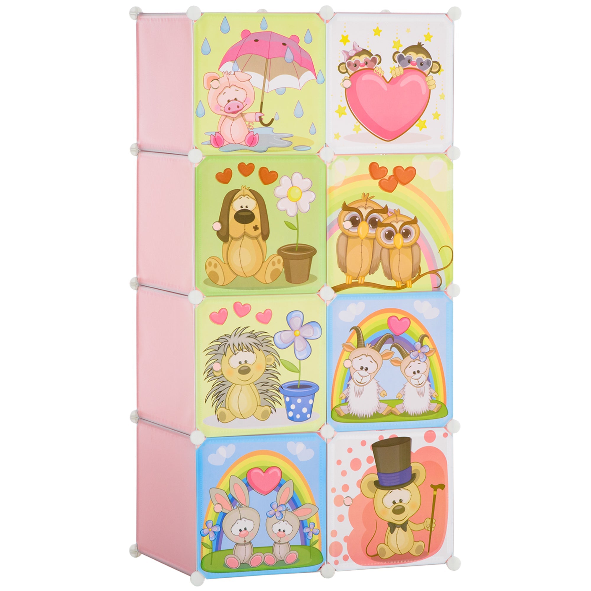 Easycomfort Mobile Scarpiera Modulare Salvaspazio, 6 Cubi 35x45x35 cm in Acciaio e PP, 74x47x144 cm, Rosa