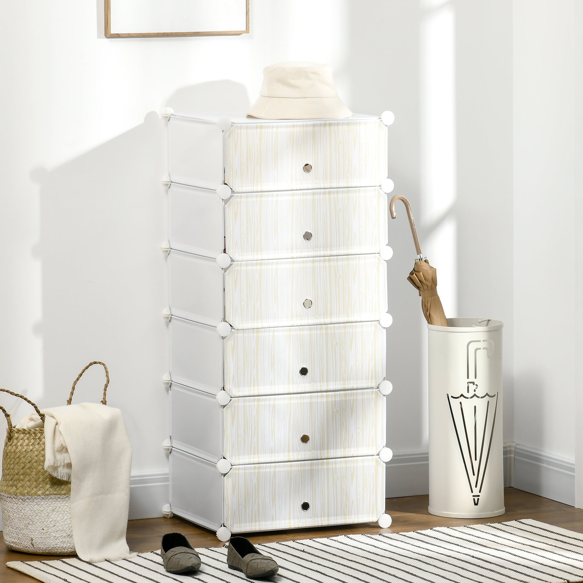 Easycomfort Mobile Scarpiera Modulare Salvaspazio, 6 Cubi 45x35x17 cm in Acciaio e PP, white