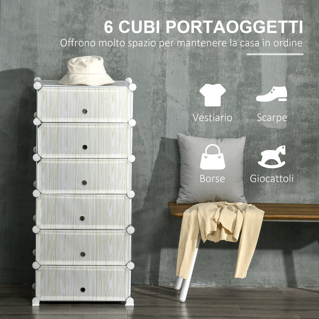 Easycomfort Mobile Scarpiera Modulare Salvaspazio, 6 Cubi 45x35x17 cm in Acciaio e PP, white
