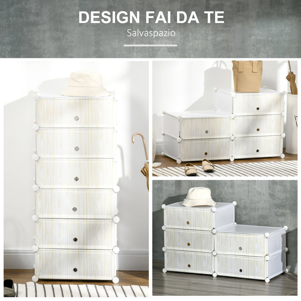Easycomfort Mobile Scarpiera Modulare Salvaspazio, 6 Cubi 45x35x17 cm in Acciaio e PP, white