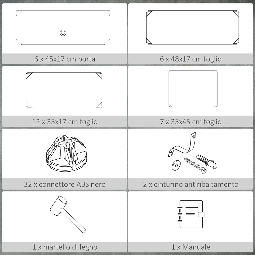Easycomfort Mobile Scarpiera Modulare Salvaspazio, 6 Cubi 45x35x17 cm in Acciaio e PP, white
