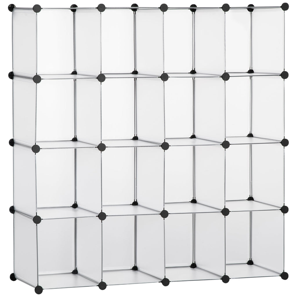 Easycomfort Mobile Scarpiera Modulare Salvaspazio, 16 Cubi 30x30x30 cm in Acciaio e PP, 125x32x125 cm, Trasparente
