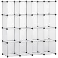 Easycomfort Mobile Scarpiera Modulare Salvaspazio, 16 Cubi 30x30x30 cm in Acciaio e PP, 125x32x125 cm, Trasparente