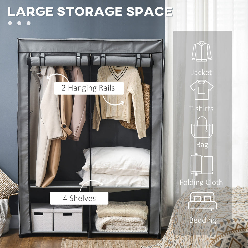 EasyComfort draagbare kledingkast 118x49x170 cm - lichtgrijs