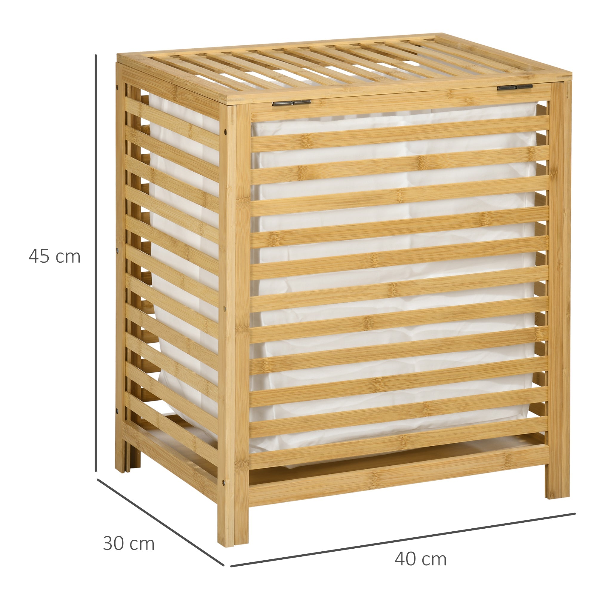 EasyComfort Wasmand van bamboe met afneembare tas en deksel 50x36x60 cm