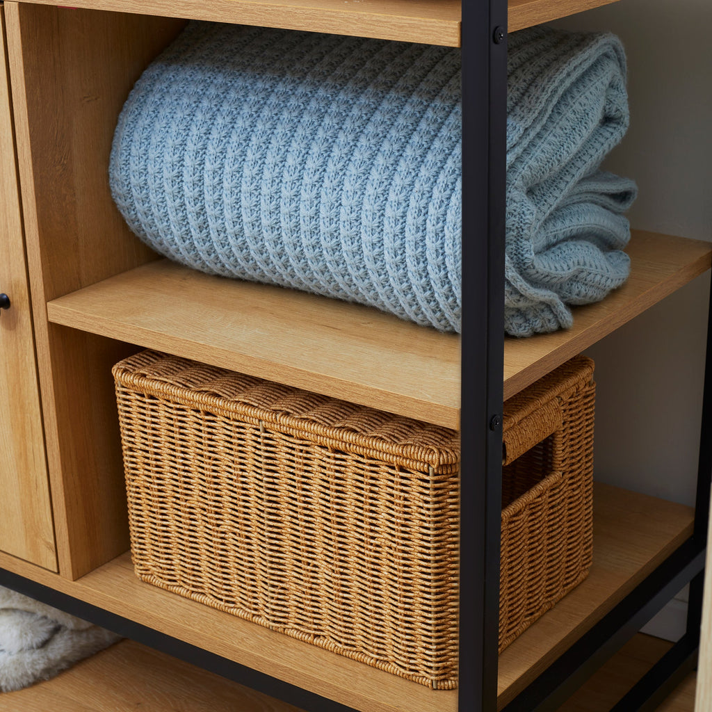 EasyComfort Appendiabiti in Acciaio e Legno Stile Industriale with Scarpiera e Ripiani, 80x40x180cm