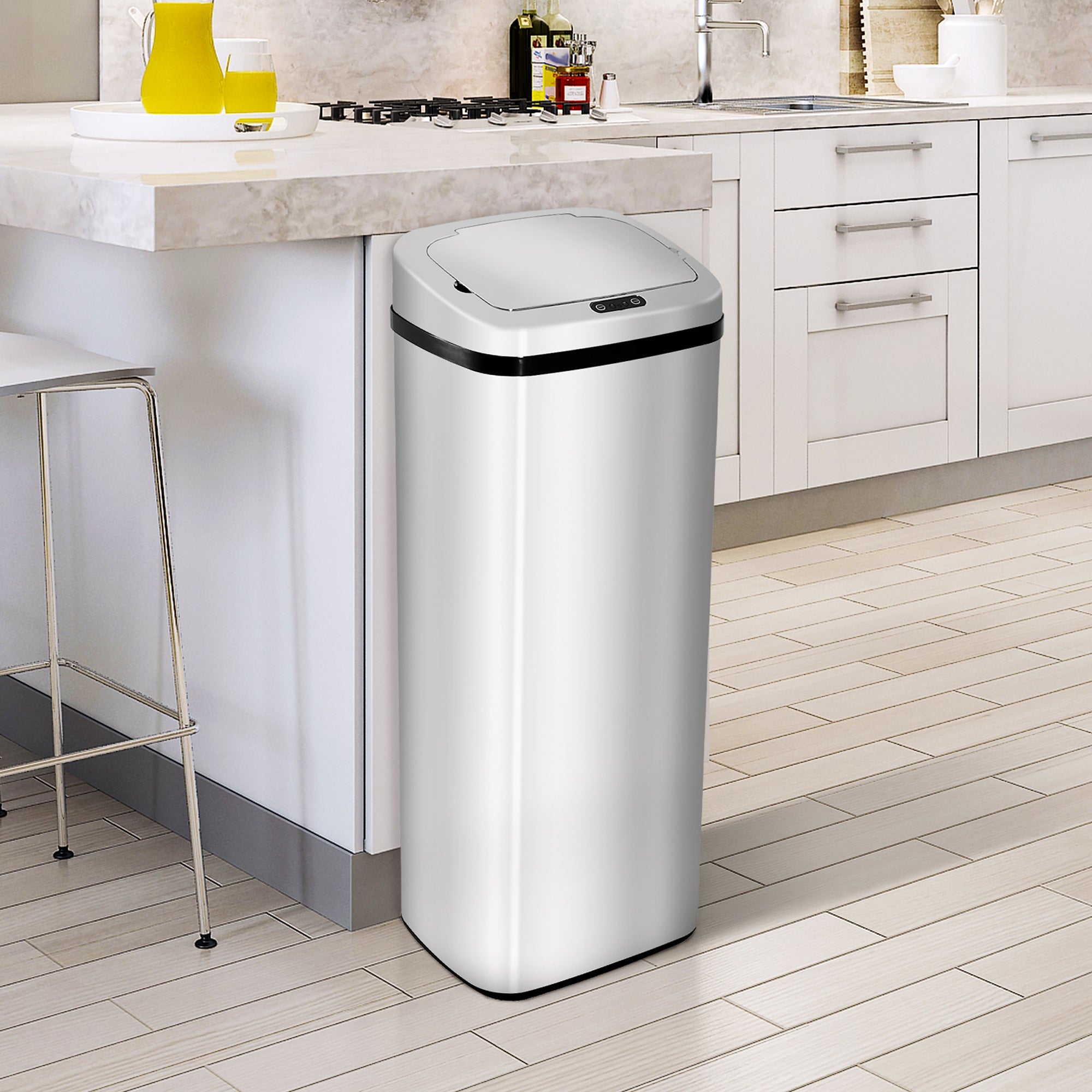 Easycomfort Pattumiera ad Apertura Automatica with Sensore a Infrarossi, in Acciaio Inox, 50L, Colore: Argento