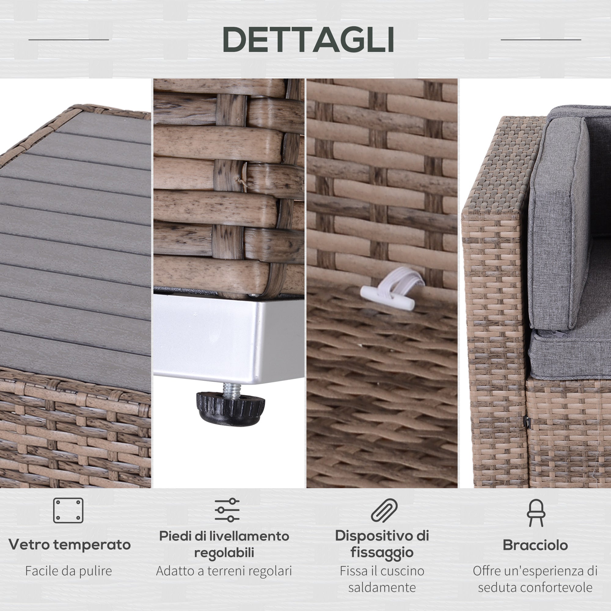 EasyComfort 7-delige rattan tuinlounge met salontafel en kussens