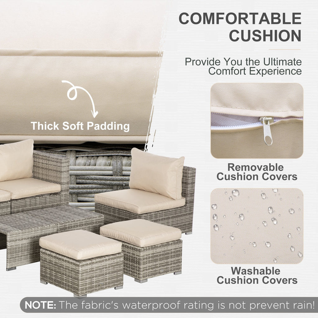 EasyComfort 8-delige PE-rattan tuinlounge set, beige/grijs