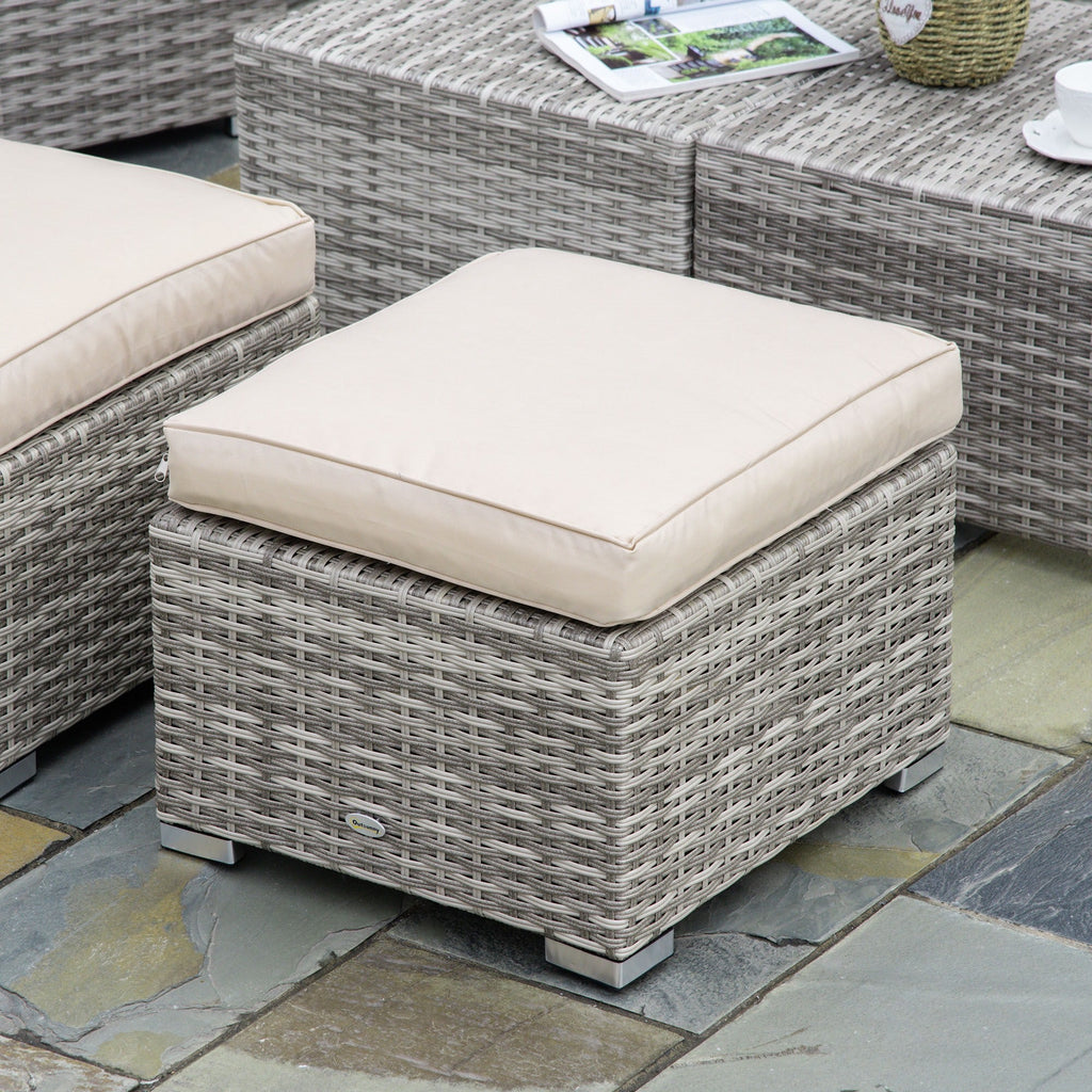 EasyComfort 8-delige PE-rattan tuinlounge set, beige/grijs