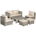 EasyComfort 8-delige PE-rattan tuinlounge set