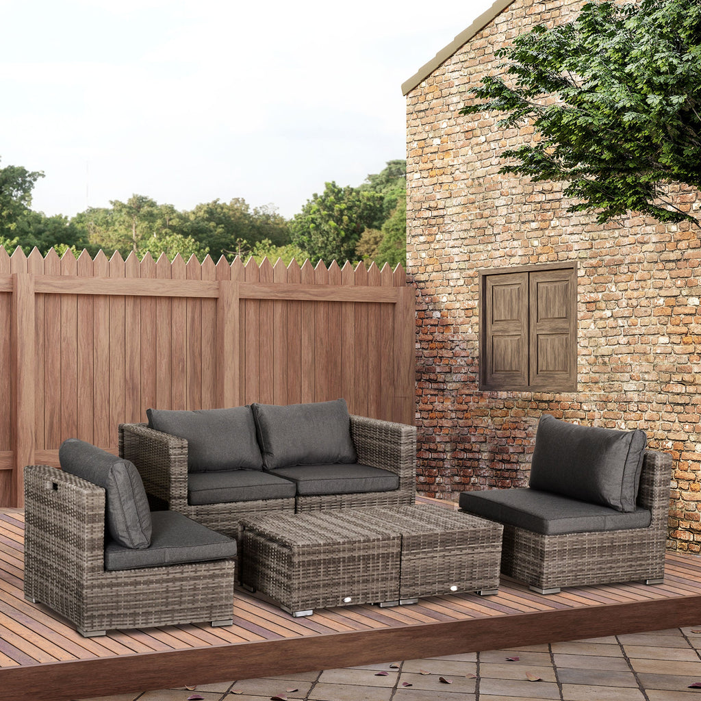 EasyComfort 8-delige PE-rattan loungeset - grijs