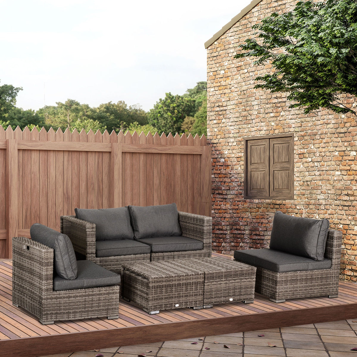 EasyComfort 8-delige PE-rattan loungeset - grijs